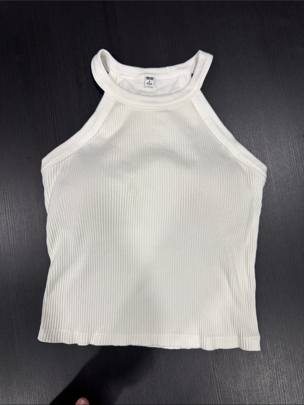 Ribbed Halter Tank Top in White